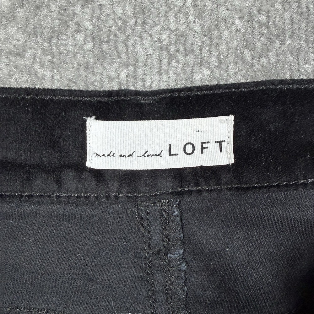 Loft Pants Women's 18 Black Velvet Velour Straight Leg Stretch Modern High Rise - Picture 3 of 10